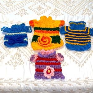Lot of 4 NEW Handmade dogie sweaters. Size XS.